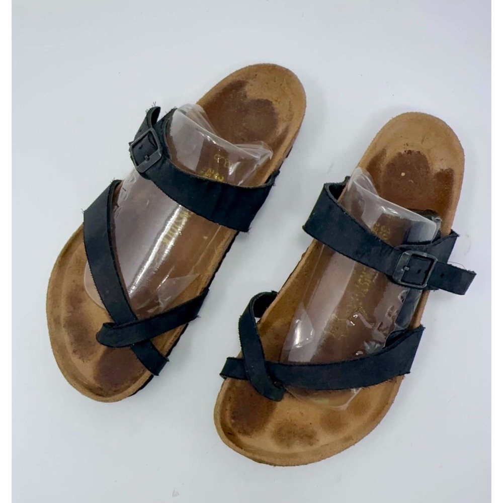 Birkenstock Mayari Sandals Womens 39 US 8-8.5 Black Leather Toe Loop Germany
